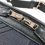 エルメス HERMES シティスライドPM ボディバッグ Z刻 ブラック/ネイビー シルバー金具 トワルダイナモテクニカル キャンバス メンズ ボディバッグ