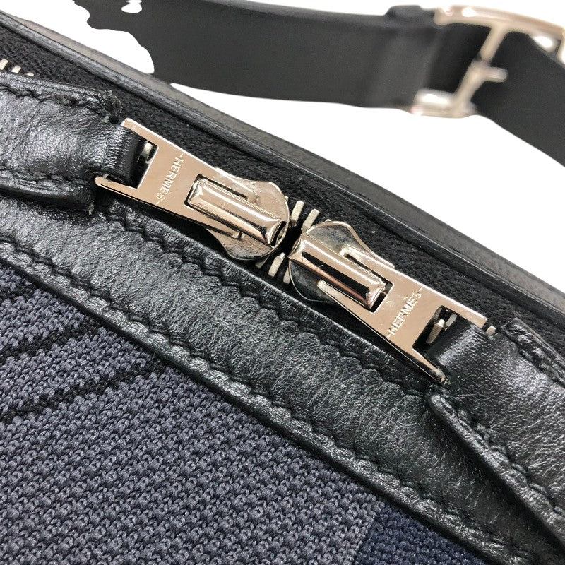 エルメス HERMES シティスライドPM ボディバッグ Z刻 ブラック/ネイビー シルバー金具 トワルダイナモテクニカル キャンバス メンズ ボディバッグ
