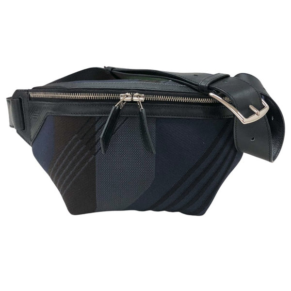 エルメス HERMES シティスライドPM ボディバッグ Z刻 ブラック/ネイビー シルバー金具 トワルダイナモテクニカル キャンバス メンズ ボディバッグ