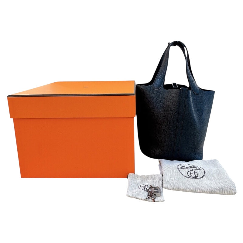 エルメス HERMES ピコタンロックMM W刻 ブラック　シルバー金具 トリヨンクレマンス レディース ハンドバッグ