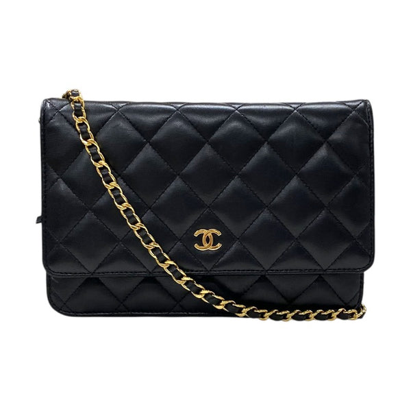 シャネル CHANEL マトラッセチェーン ウォレット A33814 23番台 ブラック ゴールド金具 ラムスキン レディース ショルダーバッグ