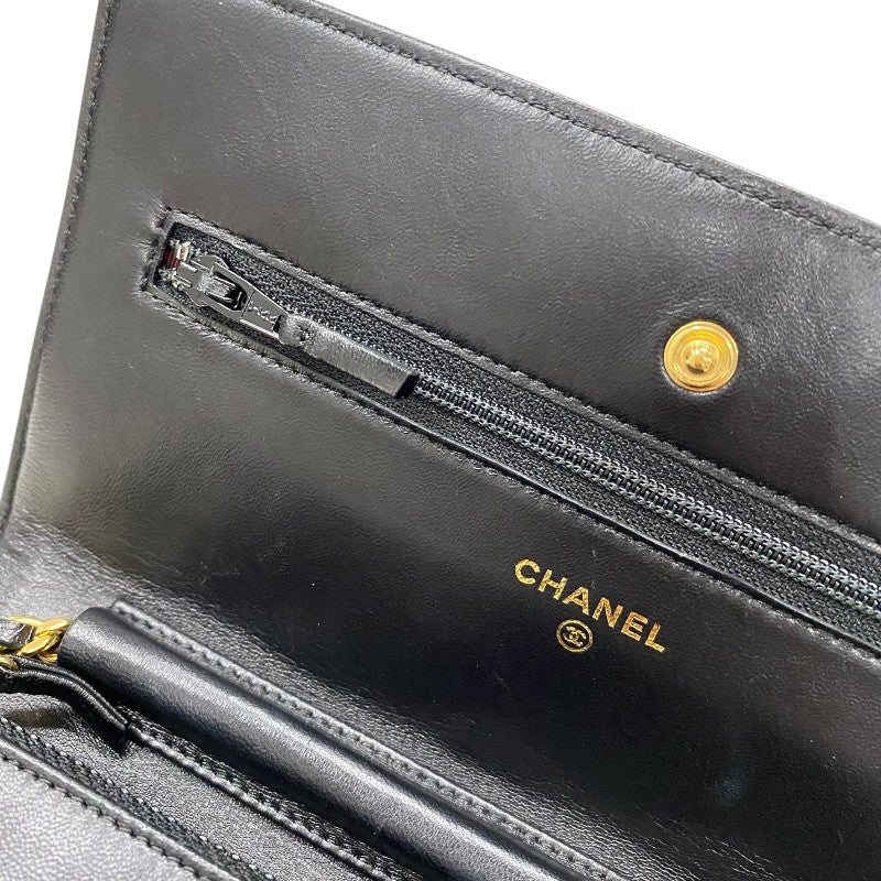 シャネル CHANEL マトラッセチェーン ウォレット A33814 23番台 ブラック ゴールド金具 ラムスキン レディース ショルダーバッグ