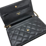シャネル CHANEL マトラッセチェーン ウォレット A33814 19番台 ブラック ゴールド金具 キャビアスキン レディース ショルダーバッグ