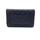 シャネル CHANEL マトラッセチェーン ウォレット A33814 26番台 ネイビー ゴールド金具 キャビアスキン レディース ショルダーバッグ