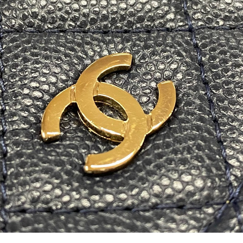 シャネル CHANEL マトラッセチェーン ウォレット A33814 26番台 ネイビー ゴールド金具 キャビアスキン レディース ショルダーバッグ