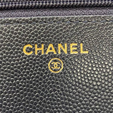 シャネル CHANEL マトラッセチェーン ウォレット A33814 26番台 ネイビー ゴールド金具 キャビアスキン レディース ショルダーバッグ