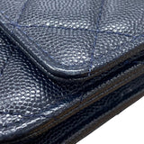 シャネル CHANEL マトラッセチェーン ウォレット A33814 26番台 ネイビー ゴールド金具 キャビアスキン レディース ショルダーバッグ