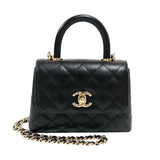 シャネル CHANEL ココハンドル マイクロ AP4245 ブラック ゴールド金具 キャビアスキン レディース ショルダーバッグ