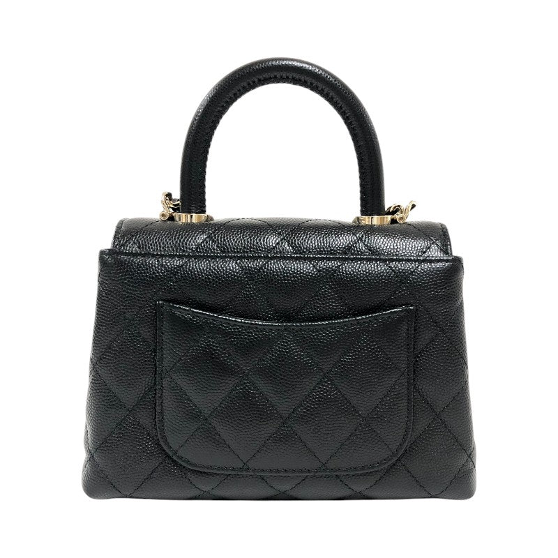 シャネル CHANEL ココハンドル マイクロ AP4245 ブラック ゴールド金具 キャビアスキン レディース ショルダーバッグ