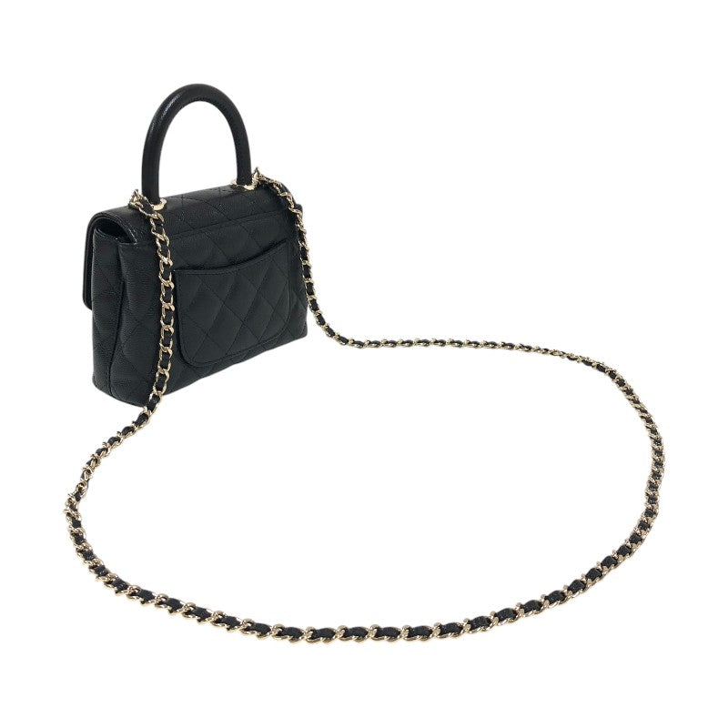 シャネル CHANEL ココハンドル マイクロ AP4245 ブラック ゴールド金具 キャビアスキン レディース ショルダーバッグ