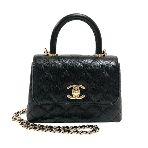 シャネル CHANEL ココハンドル マイクロ AP4245 ブラック ゴールド金具 キャビアスキン レディース ショルダーバッグ