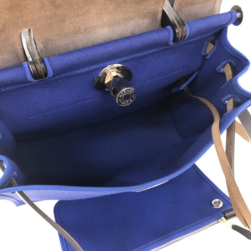 エルメス HERMES エールバッグジップPM D刻 ブルー/ネイビー シルバー金具 トワル・ハンター レディース ハンドバッグ