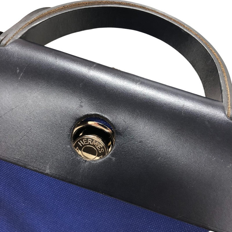 エルメス HERMES エールバッグジップPM D刻 ブルー/ネイビー シルバー金具 トワル・ハンター レディース ハンドバッグ