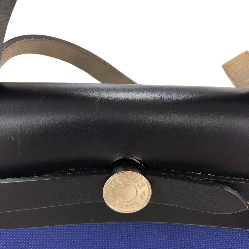 エルメス HERMES エールバッグジップPM D刻 ブルー/ネイビー シルバー金具 トワル・ハンター レディース ハンドバッグ