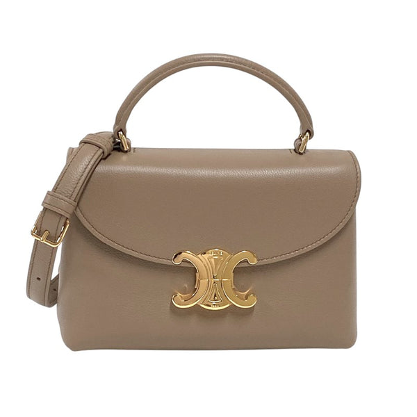 セリーヌ CELINE ティーン二ノバッグ 118113 スモークブラウン ゴールド金具 サプルグレインドカーフ レディース ハンドバッグ ショルダーバッグ