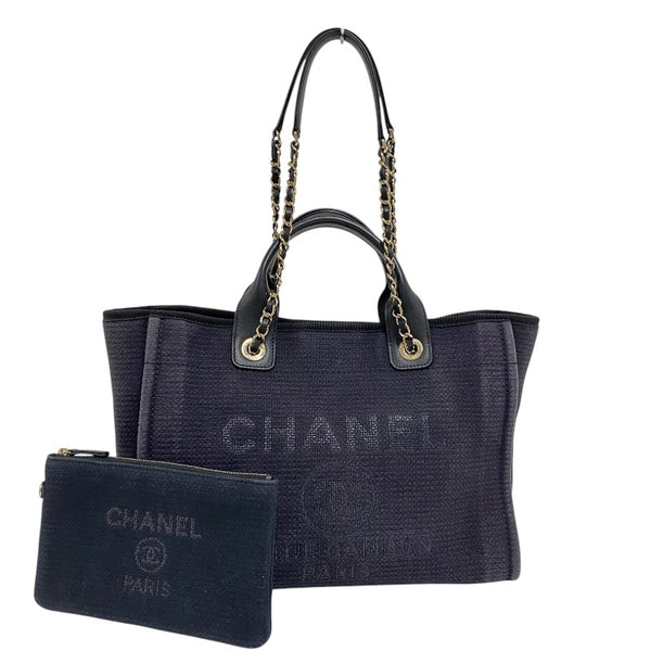 シャネル CHANEL ドーヴィル ショッピングバッグ AS3351 ネイビー ミックスファイバー レディース トートバッグ ショルダーバッグ