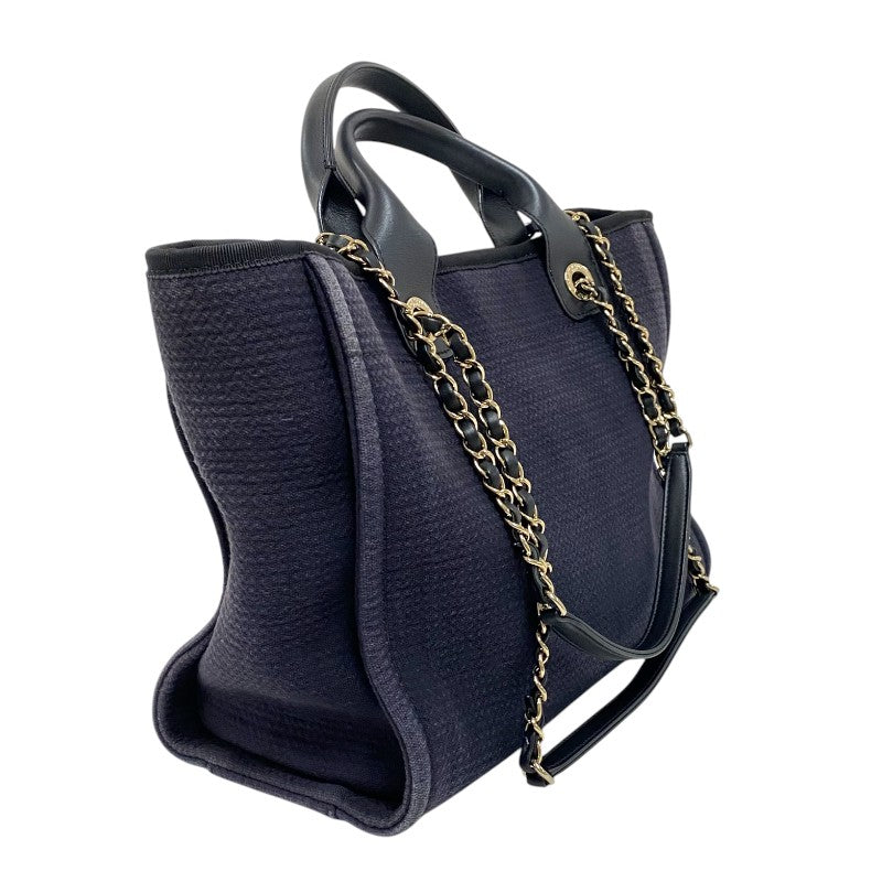 シャネル CHANEL ドーヴィル ショッピングバッグ AS3351 ネイビー ミックスファイバー レディース トートバッグ ショルダーバッグ