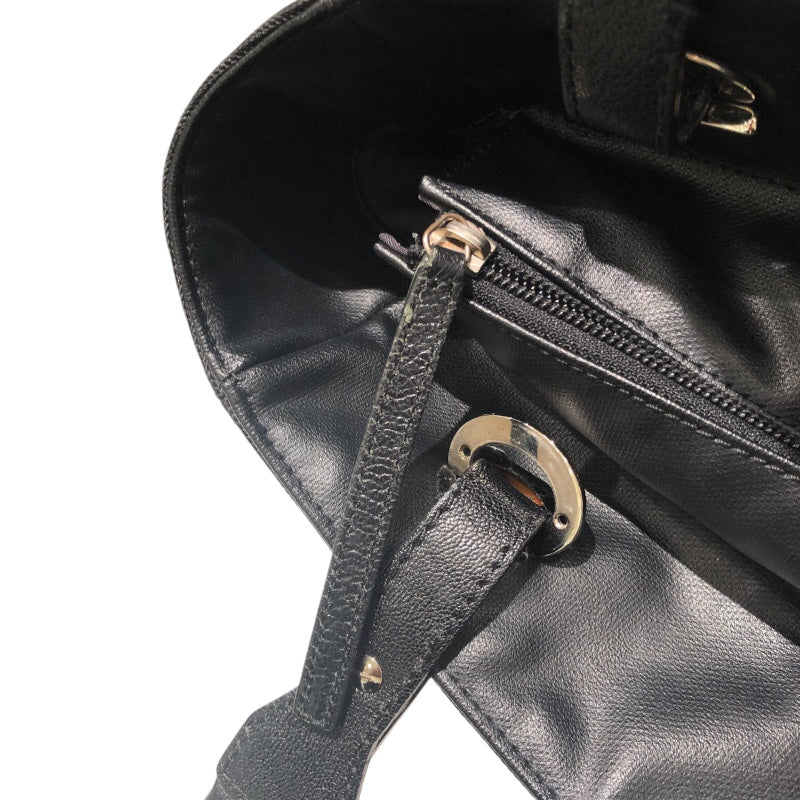 シャネル CHANEL パリビアリッツトートPM A34208 ブラック コーティングキャンバス レディース ハンドバッグ