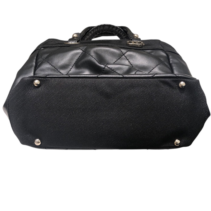 シャネル CHANEL パリビアリッツトートPM A34208 ブラック コーティングキャンバス レディース ハンドバッグ