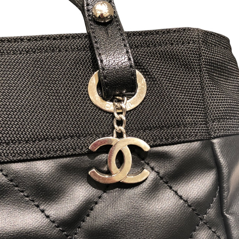 シャネル CHANEL パリビアリッツトートPM A34208 ブラック コーティングキャンバス レディース ハンドバッグ