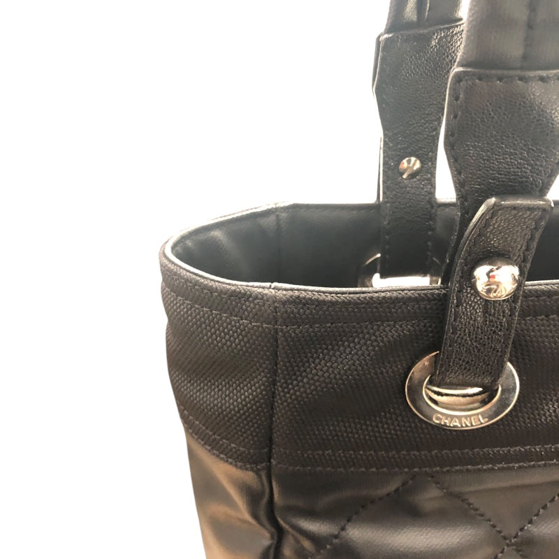 シャネル CHANEL パリビアリッツトートPM A34208 ブラック コーティングキャンバス レディース ハンドバッグ