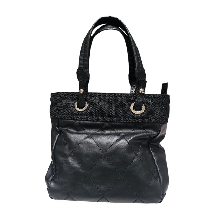 シャネル CHANEL パリビアリッツトートPM A34208 ブラック コーティングキャンバス レディース ハンドバッグ