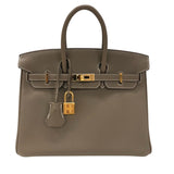 エルメス HERMES バーキン25 Y刻 エトゥープ ゴールド金具 スイフト レディース ハンドバッグ