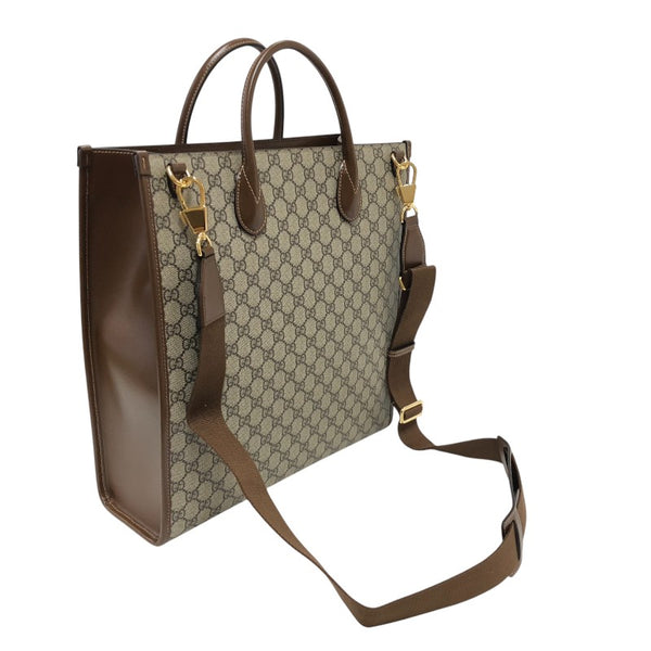 グッチ GUCCI インターロッキングG ミディアム トートバッグ 674155 ベージュ×ブラウン GGスプリームキャンバス/レザー メンズ トートバッグ