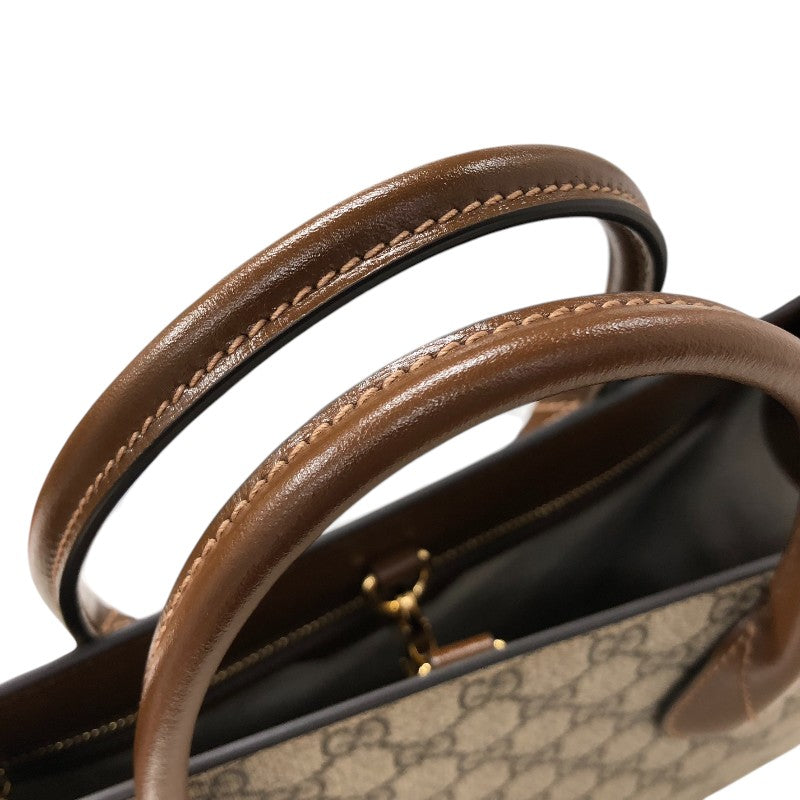 グッチ GUCCI インターロッキングG ミディアム トートバッグ 674155 ベージュ×ブラウン GGスプリームキャンバス/レザー メンズ トートバッグ