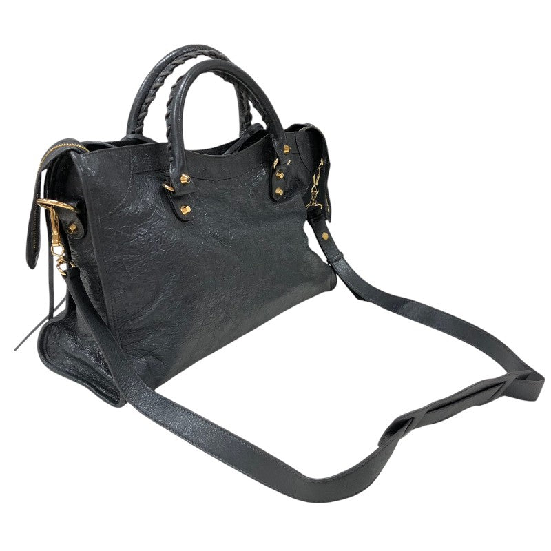 バレンシアガ BALENCIAGA ザ・シティ クラシック 505550 グレー ゴールド金具 レザー レディース ハンドバッグ