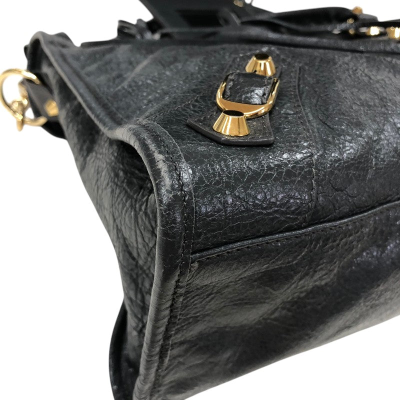 バレンシアガ BALENCIAGA ザ・シティ クラシック 505550 グレー ゴールド金具 レザー レディース ハンドバッグ