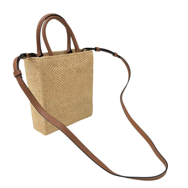 ロエベ LOEWE スタンダード A5 トート A563S30X05 ナチュラル ブラウン ラフィア×カーフスキン レディース ショルダーバッグ