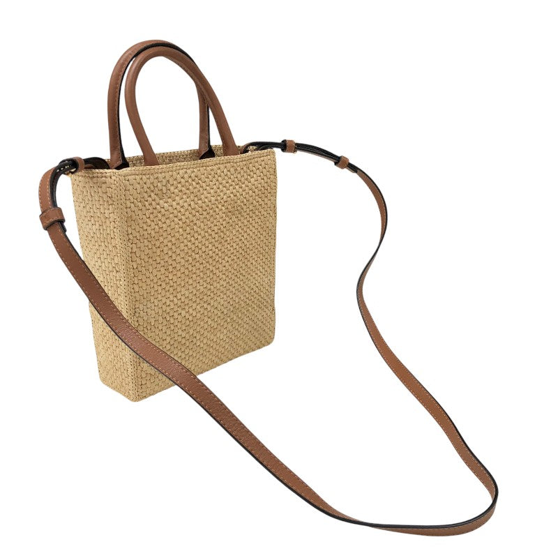 ロエベ LOEWE スタンダード A5 トート A563S30X05 ナチュラル ブラウン ラフィア×カーフスキン レディース ショルダーバッグ