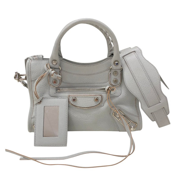 バレンシアガ BALENCIAGA ミニシティバッグ 300295 グレー シルバー金具 レザー レディース ショルダーバッグ