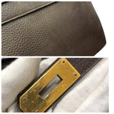 エルメス HERMES ケリー40 内縫い 〇P刻印 ショコラ/ゴールド金具 フィヨルド メンズ ハンドバッグ