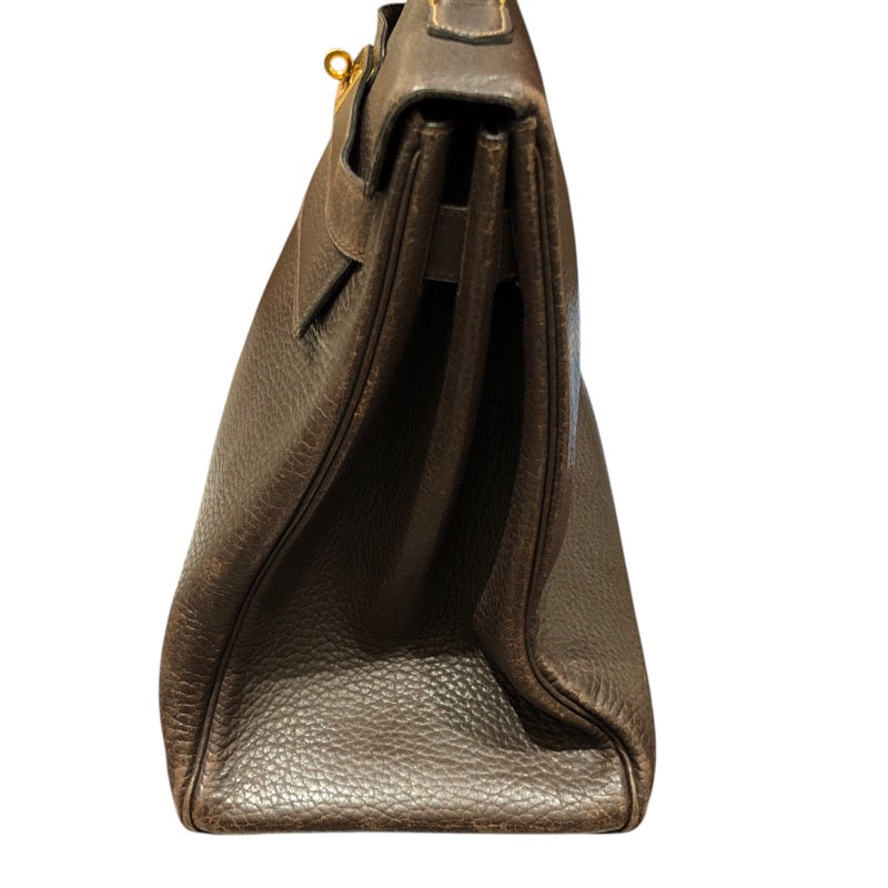 エルメス HERMES ケリー40 内縫い 〇P刻印 ショコラ/ゴールド金具 フィヨルド メンズ ハンドバッグ