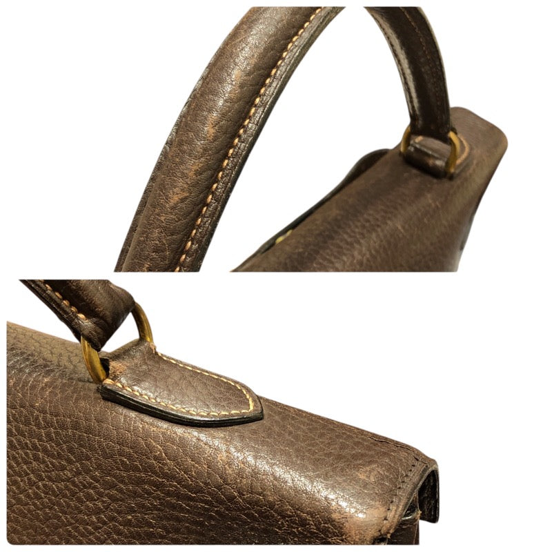 エルメス HERMES ケリー40 内縫い 〇P刻印 ショコラ/ゴールド金具 フィヨルド メンズ ハンドバッグ