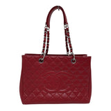 シャネル CHANEL GST チェーントートバッグ A50995 レッド シルバー金具 キャビアスキン レディース ショルダーバッグ