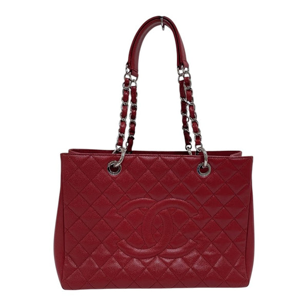 シャネル CHANEL GST チェーントートバッグ A50995 レッド シルバー金具 キャビアスキン レディース ショルダーバッグ