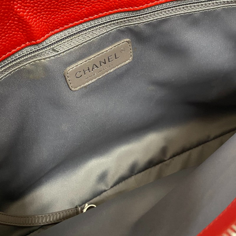 シャネル CHANEL GST チェーントートバッグ A50995 レッド シルバー金具 キャビアスキン レディース ショルダーバッグ