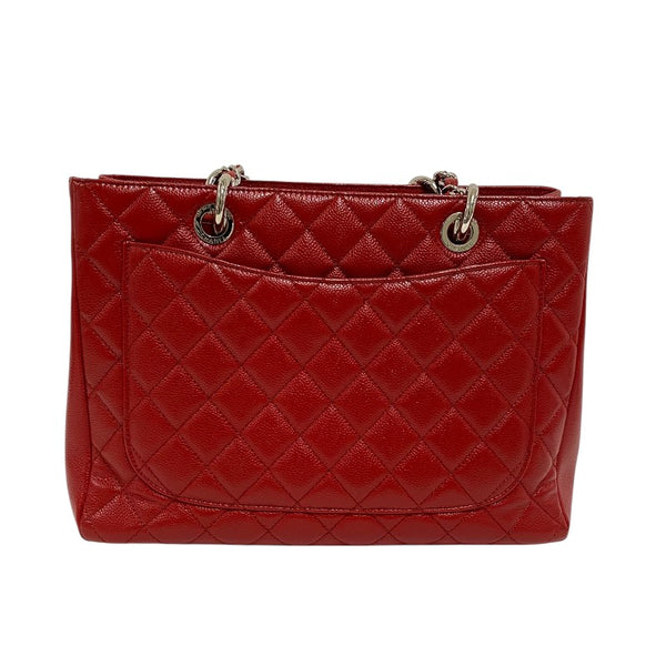 シャネル CHANEL GST チェーントートバッグ A50995 レッド シルバー金具 キャビアスキン レディース ショルダーバッグ