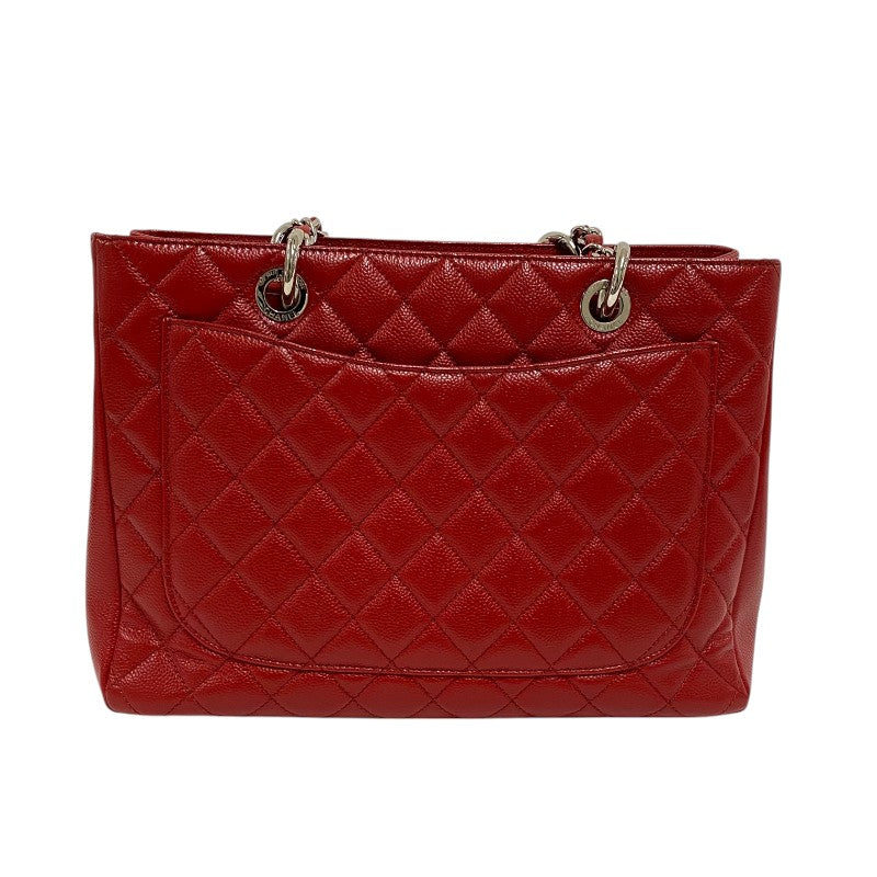 シャネル CHANEL GST チェーントートバッグ A50995 レッド シルバー金具 キャビアスキン レディース ショルダーバッグ