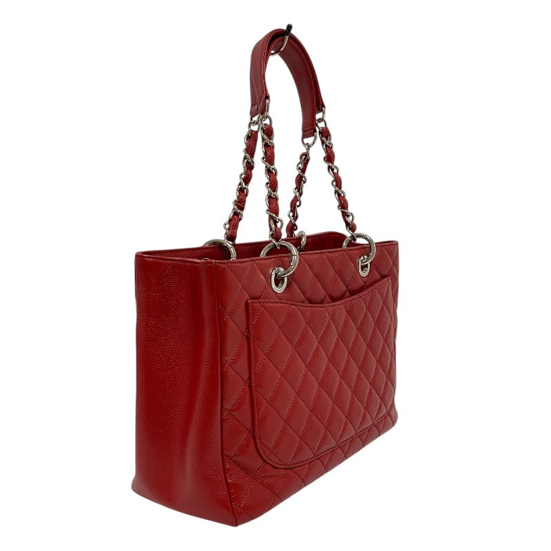 シャネル CHANEL GST チェーントートバッグ A50995 レッド シルバー金具 キャビアスキン レディース ショルダーバッグ
