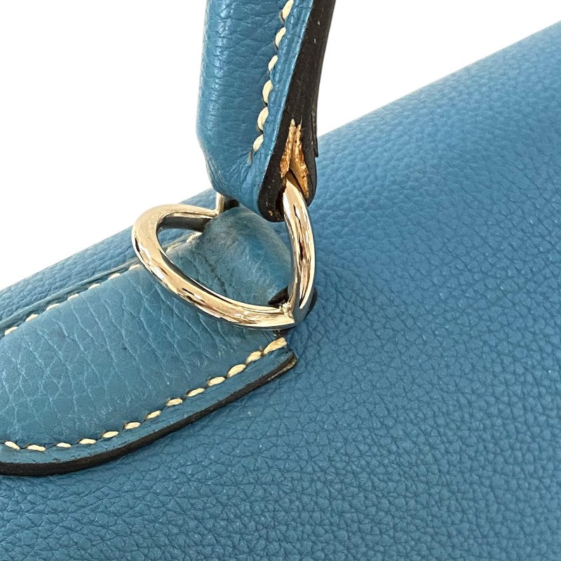 エルメス HERMES ケリー32 内縫い □G刻 ブルージーン シルバー金具 トゴ レディース ハンドバッグ ショルダーバッグ