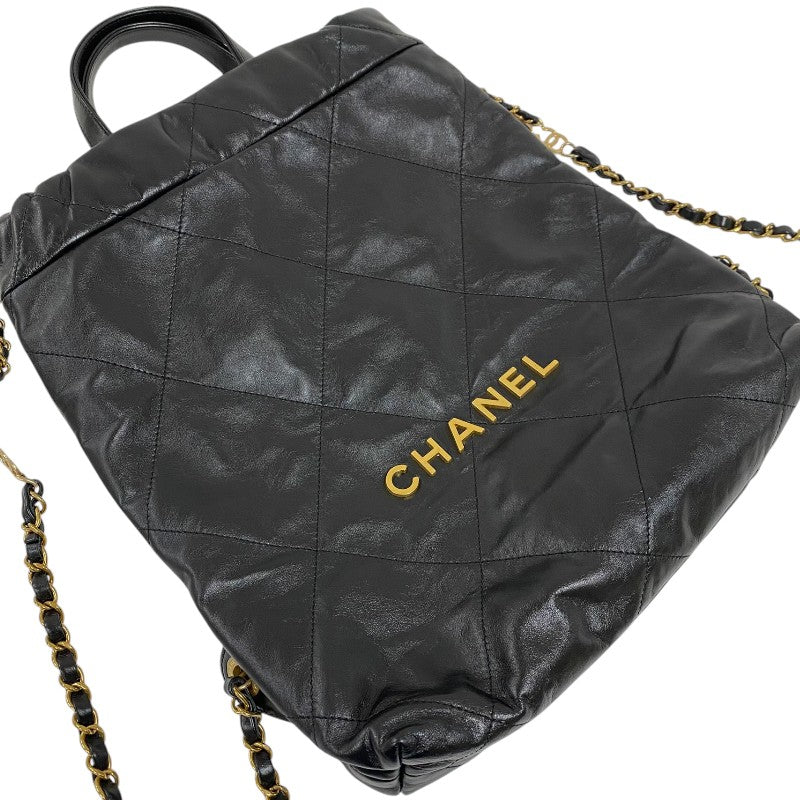 シャネル CHANEL CHANEL22 バックパック AS3859 ブラック ゴールド金具 シャイニーカーフ レディース リュック デイパック