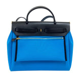 エルメス HERMES エールバッグジップPM W刻印　(2024年製) ブルーザンジバル×ブラック ゴールド金具 トワル/レザー レディース ハンドバッグ