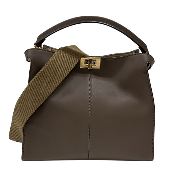 フェンディ FENDI ピーカブー エックスライト ミディアム 8BN310 ブラウン カーフ レディース ハンドバッグ ショルダーバッグ