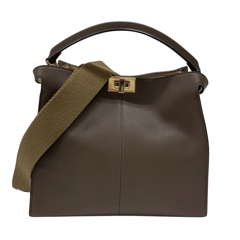 フェンディ FENDI ピーカブー エックスライト ミディアム 8BN310 ブラウン カーフ レディース ハンドバッグ ショルダーバッグ
