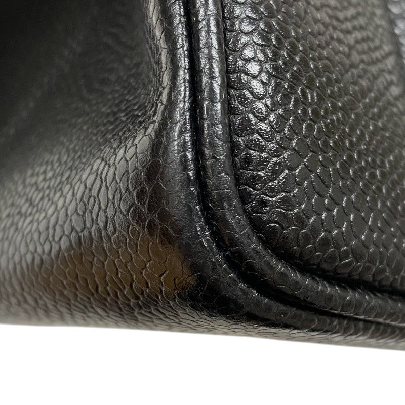 シャネル CHANEL マドモアゼル ラージフラップバッグ 2番台 ブラック ゴールド金具 キャビアスキン レディース ショルダーバッグ