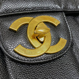 シャネル CHANEL マドモアゼル ラージフラップバッグ 2番台 ブラック ゴールド金具 キャビアスキン レディース ショルダーバッグ